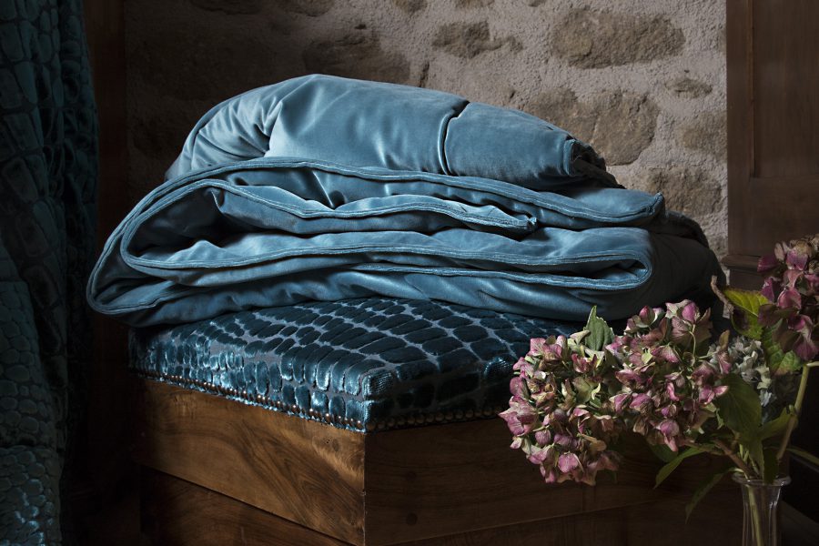 Jeté de lit Jeté de lit velours Bleu